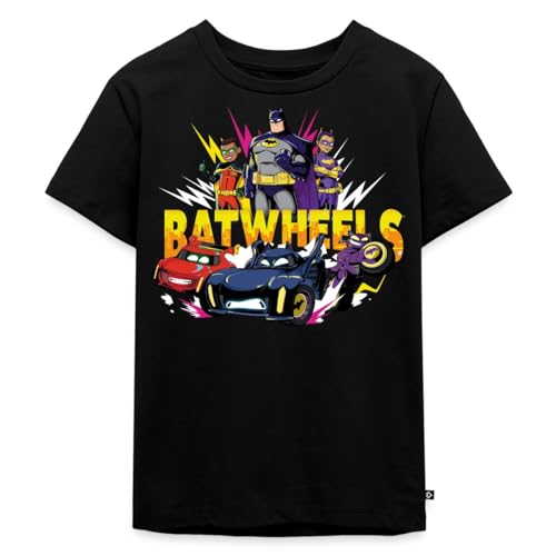 Spreadshirt Batwheels Logo Mit Superhelden Und Ihren Autos Kinder Premium T-Shirt, 122/128 (6 Jahre), Schwarz von Spreadshirt