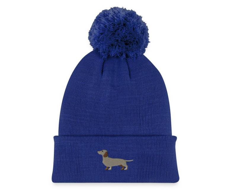 Spreadshirt Beanie Dackel Stickerei Kinder Strickmütze mit Bommel (1-St) von Spreadshirt