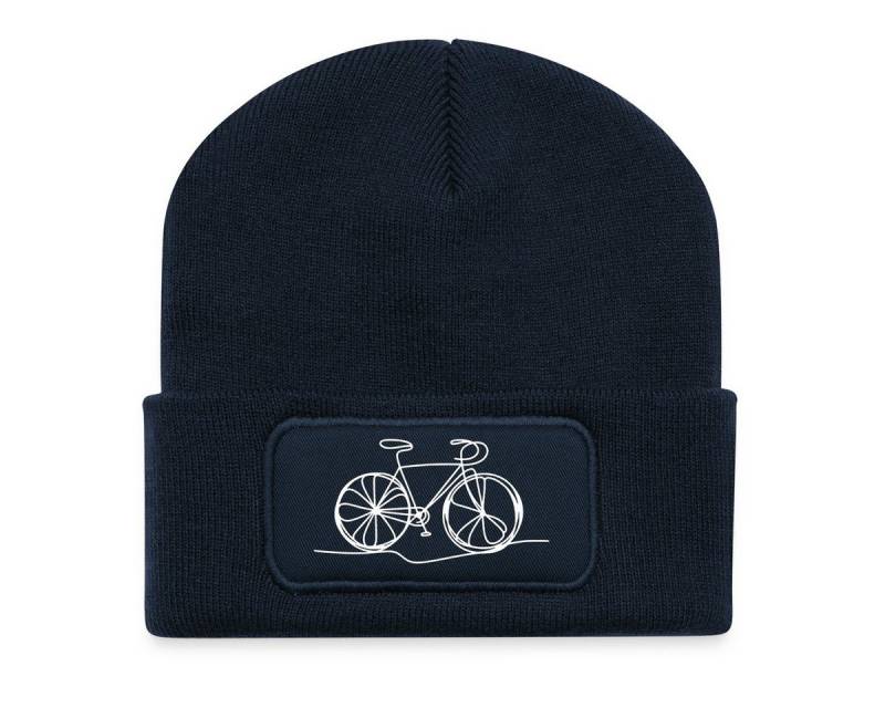 Spreadshirt Beanie Fahrrad in einer Linie Rad Bike Recycelte Patch Beanie (1-St) von Spreadshirt