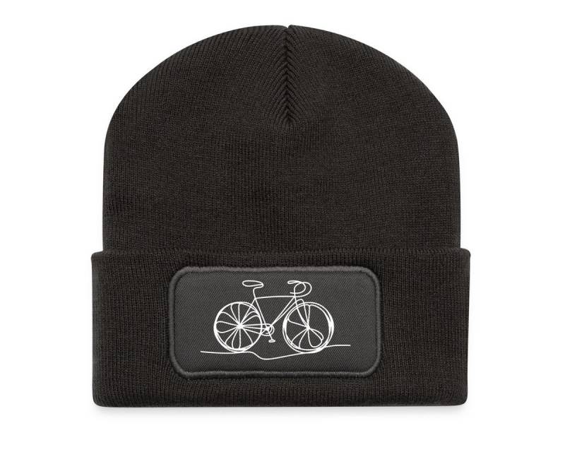 Spreadshirt Beanie Fahrrad in einer Linie Rad Bike Recycelte Patch Beanie (1-St) von Spreadshirt