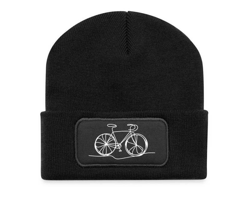 Spreadshirt Beanie Fahrrad in einer Linie Rad Bike Recycelte Patch Beanie (1-St) von Spreadshirt
