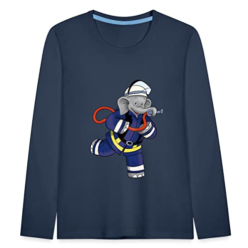 Spreadshirt Benjamin Blümchen Als Feuerwehrmann Kinder Premium Langarmshirt, 98/104 (2 Jahre), Navy von Spreadshirt