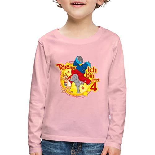 Spreadshirt Benjamin Blümchen Ich Bin Jetzt 4 Kinder Premium Langarmshirt, 110/116 (4 Jahre), Hellrosa von Spreadshirt