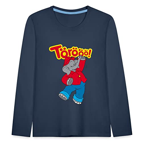 Spreadshirt Benjamin Blümchen Tanzend Törööö Kinder Premium Langarmshirt, 110/116 (4 Jahre), Navy von Spreadshirt