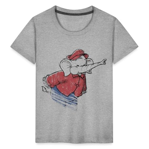 Spreadshirt Benjamin Blümchen Trötet Töröö Zeichnung Kinder Premium T-Shirt, 110/116 (4 Jahre), Grau meliert von Spreadshirt