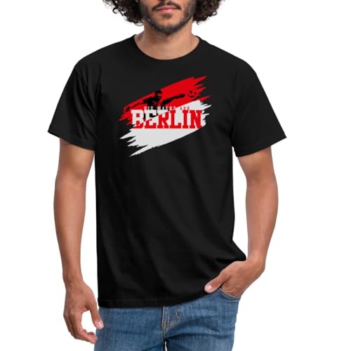 Spreadshirt Die Macht Aus Berlin Rot-Weiß Fußball Fan Männer T-Shirt, M, Schwarz von Spreadshirt