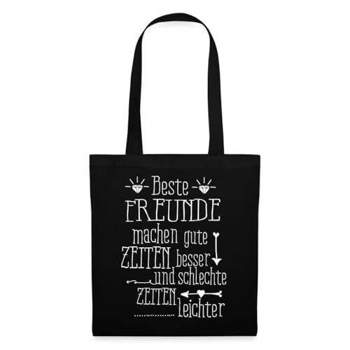 Spreadshirt Beste Freunde Freundschaft Spruch Stoffbeutel, One size, Schwarz von Spreadshirt