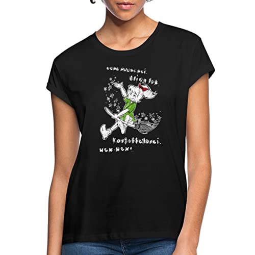 Spreadshirt Bibi Blocksberg Hexspruch Eene Meene MEI Frauen Oversize T-Shirt, S, Schwarz von Spreadshirt