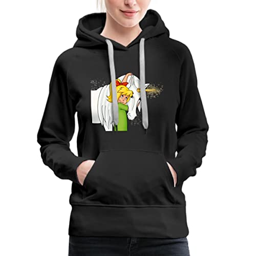 Spreadshirt Bibi Blocksberg Mit Einhorn Goldhörnchen Frauen Premium Hoodie, S, Schwarz von Spreadshirt