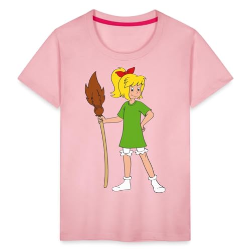 Spreadshirt Bibi Blocksberg Mit Ihrem Besen Kartoffelbrei Kinder Premium T-Shirt, 110/116 (4 Jahre), Hellrosa von Spreadshirt