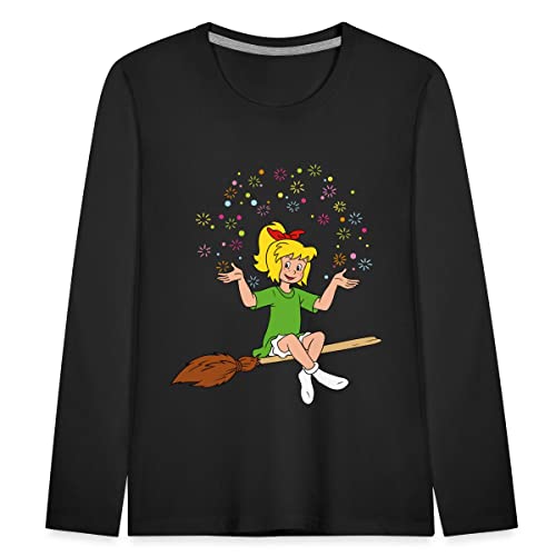 Spreadshirt Bibi Blocksberg Sitzt Auf Kartoffelbrei Kinder Premium Langarmshirt, 110/116 (4 Jahre), Schwarz von Spreadshirt