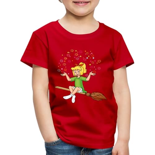 Spreadshirt Bibi Blocksberg Sitzt Auf Kartoffelbrei Kinder Premium T-Shirt, 110/116 (4 Jahre), Rot von Spreadshirt
