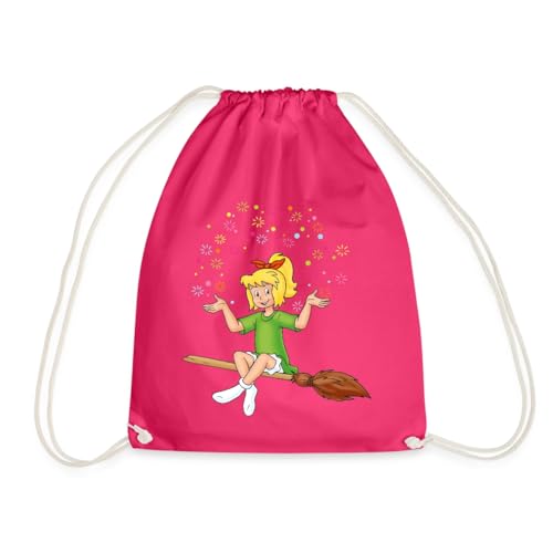Spreadshirt Bibi Blocksberg Sitzt Auf Kartoffelbrei Turnbeutel, One size, Fuchsia von Spreadshirt