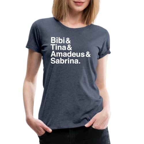 Spreadshirt Bibi Und Tina Amadeus Sabrina Typographie weiß Frauen Premium T-Shirt, L, Blau meliert von Spreadshirt