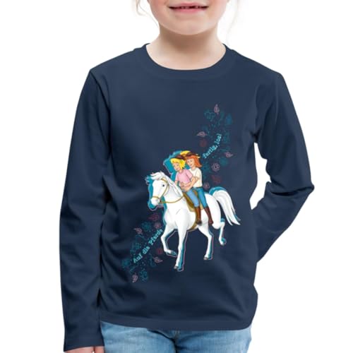 Spreadshirt Bibi Und Tina Auf Die Pferde Fertig Los Kinder Premium Langarmshirt, 110/116 (4 Jahre), Navy von Spreadshirt