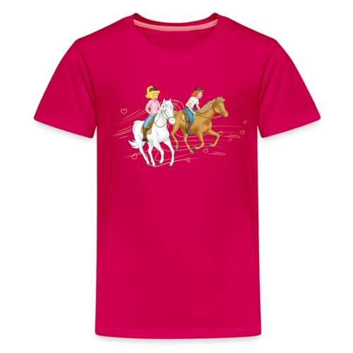 Spreadshirt Bibi Und Tina Ausritt Mit Amadeus Und Sabrina Kinder Premium T-Shirt, 110/116 (4 Jahre), Dunkles Pink von Spreadshirt