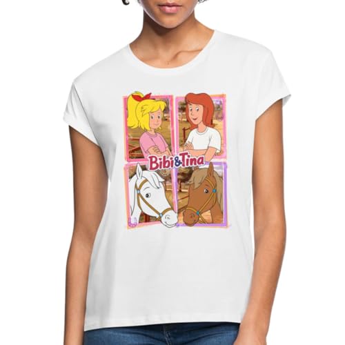 Spreadshirt Bibi Und Tina Mit Amadeus Und Sabrina Kachelmotiv Frauen Oversize T-Shirt, XXL, weiß von Spreadshirt