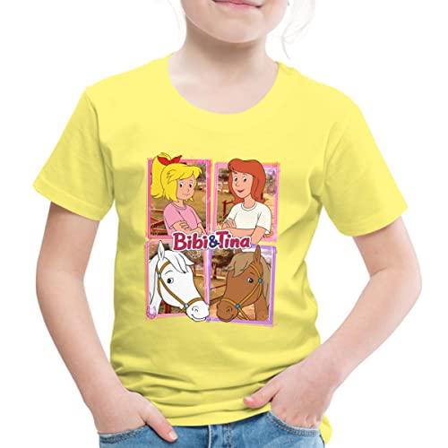 Spreadshirt Bibi Und Tina Mit Amadeus Und Sabrina Kachelmotiv Kinder Premium T-Shirt, 122/128 (6 Jahre), Gelb von Spreadshirt