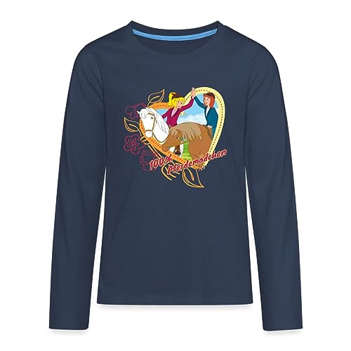 Spreadshirt Bibi Und Tina Pferdemädchen Herz Kinder Premium Langarmshirt, 122/128 (6 Jahre), Navy von Spreadshirt