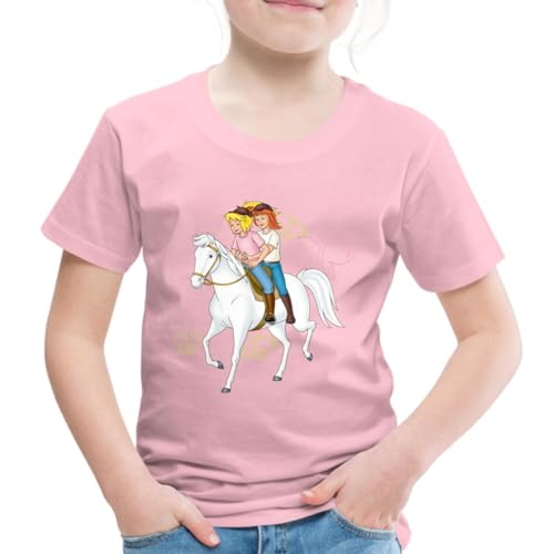 Spreadshirt Bibi Und Tina Reiten Auf Stute Sabrina Kinder Premium T-Shirt, 110/116 (4 Jahre), Hellrosa von Spreadshirt