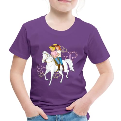 Spreadshirt Bibi Und Tina Reiten Auf Stute Sabrina Kinder Premium T-Shirt, 110/116 (4 Jahre), Lila von Spreadshirt