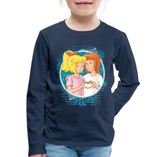 Spreadshirt Bibi Und Tina Zeichen Der Freundschaft Herz Kinder Premium Langarmshirt, 110/116 (4 Jahre), Navy von Spreadshirt