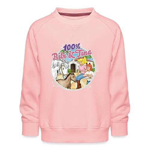 Spreadshirt Bibi und Tina 100. Folge Kinder Premium Pullover, 122/128 (7-8 Jahre), Kristallrosa von Spreadshirt