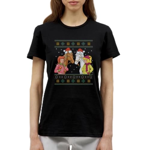 Spreadshirt Bibi und Tina Amadeus Sabrina Weihnachts-Design Frauen T-Shirt, M, Schwarz von Spreadshirt