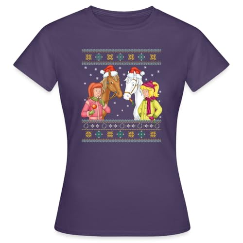 Spreadshirt Bibi und Tina Amadeus Sabrina Weihnachts-Design Frauen T-Shirt, XL, Dunkellila von Spreadshirt