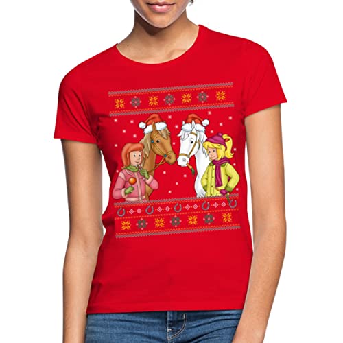 Spreadshirt Bibi und Tina Amadeus Sabrina Weihnachts-Design Frauen T-Shirt, XXL, Rot von Spreadshirt