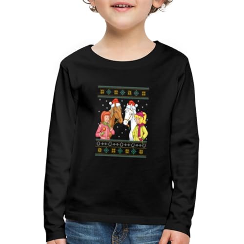 Spreadshirt Bibi und Tina Amadeus Sabrina Weihnachts-Design Kinder Premium Langarmshirt, 110/116 (4 Jahre), Schwarz von Spreadshirt