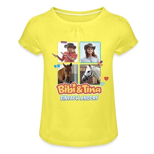 Spreadshirt Bibi & Tina Einfach Anders Collage Mädchen T-Shirt mit Raffungen, 4 Jahre, Gelb von Spreadshirt