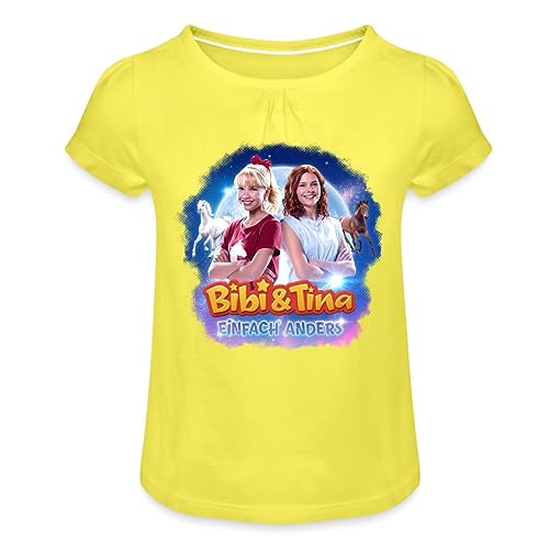 Spreadshirt Bibi & Tina Einfach Anders Kinoplakat Mädchen T-Shirt mit Raffungen, 12 Jahre, Gelb von Spreadshirt