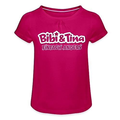Spreadshirt Bibi & Tina Einfach Anders Logo Mädchen T-Shirt mit Raffungen, 10 Jahre, Fuchsia von Spreadshirt