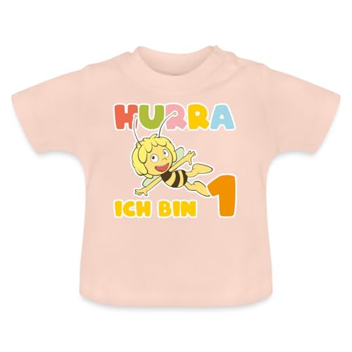 Spreadshirt Biene Maja 1. Geburtstag Baby Bio-T-Shirt mit Rundhals, 12-18 Monate, Kristallrosa von Spreadshirt