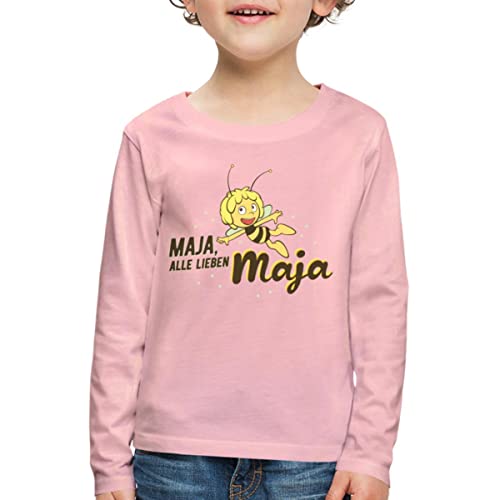 Spreadshirt Biene Maja Alle Lieben Maja Kinder Premium Langarmshirt, 98/104 (2 Jahre), Hellrosa von Spreadshirt