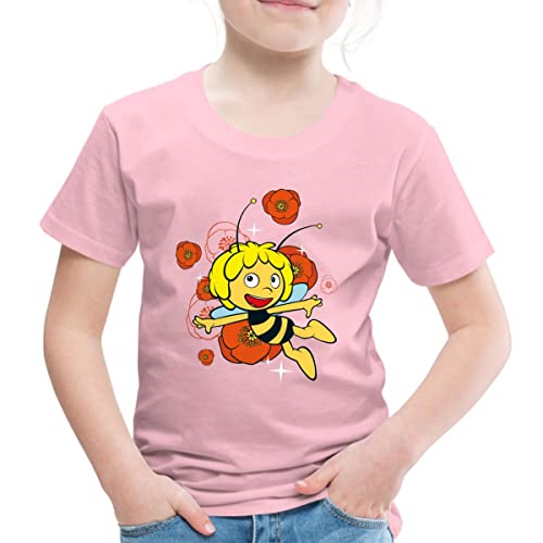 Spreadshirt Biene Maja Mohnblumen Kinder Premium T-Shirt, 122/128 (6 Jahre), Hellrosa von Spreadshirt