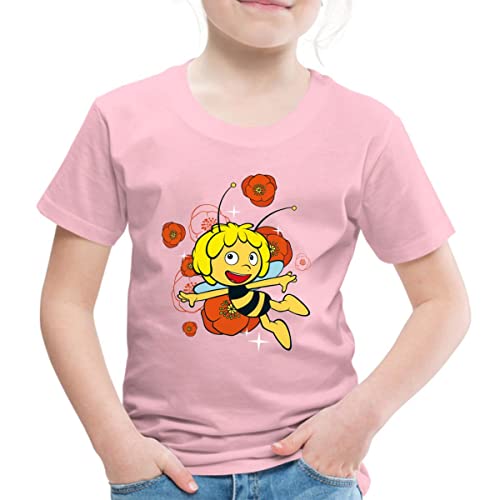Spreadshirt Biene Maja Mohnblumen Kinder Premium T-Shirt, 98/104 (2 Jahre), Hellrosa von Spreadshirt