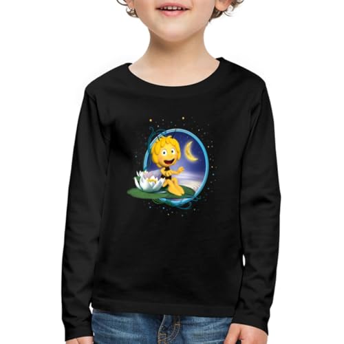 Spreadshirt Biene Maja Mondschein Kinder Premium Langarmshirt, 98/104 (2 Jahre), Schwarz von Spreadshirt