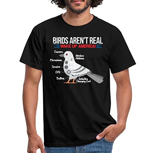 Spreadshirt Birds aren't Real Satire Lustiger Spruch Satire Humor Männer T-Shirt, M, Schwarz von Spreadshirt