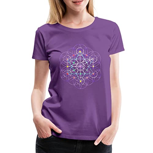 Spreadshirt Blume des Lebens Metatron Würfel Frauen Premium T-Shirt, L, Lila von Spreadshirt