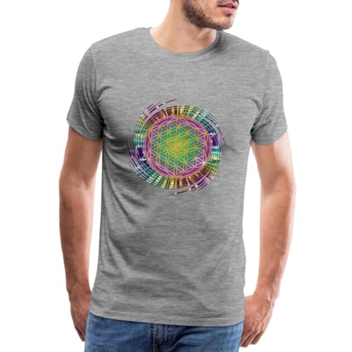 Spreadshirt Blume des Lebens Spirale Männer Premium T-Shirt, M, Grau meliert von Spreadshirt