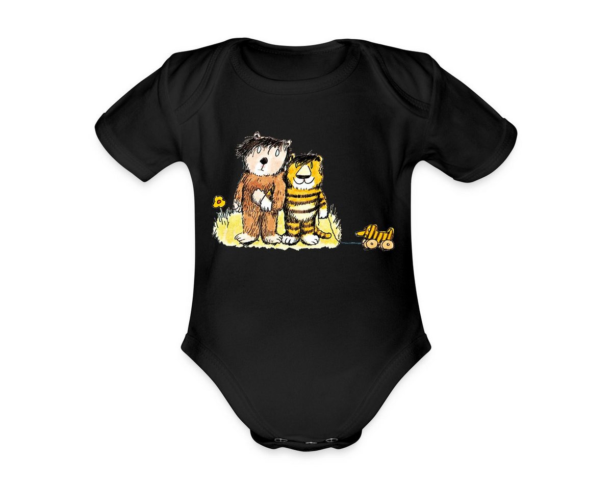 Spreadshirt Body Janosch Tiger, Bär und Tigerente auf Wiese Baby Bio-Kurzarm-Body (1-tlg) von Spreadshirt