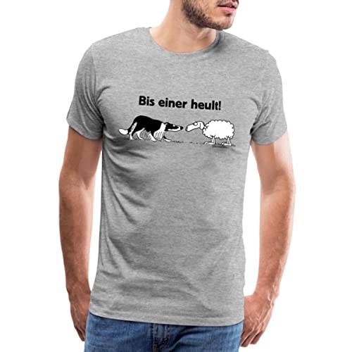 Spreadshirt Border Collie Schaf Bis Einer Heult Männer Premium T-Shirt, L, Grau meliert von Spreadshirt