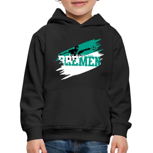 Spreadshirt Bremen Fußball Fan Sport Blau Kinder Premium Hoodie, 152/164 (12-14 Jahre), Schwarz von Spreadshirt