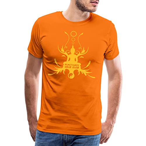 Spreadshirt Buddha Buddhismus Meditation Hinduismus Thailand Männer Premium T-Shirt, XL, Orange von Spreadshirt