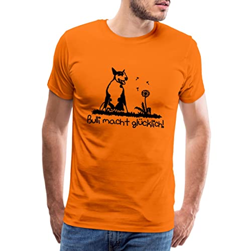 Spreadshirt Bullterrier Machen Glücklich Bulli Männer Premium T-Shirt, 4XL, Orange von Spreadshirt