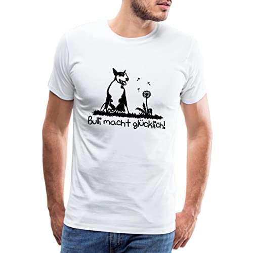 Spreadshirt Bullterrier Machen Glücklich Bulli Männer Premium T-Shirt, M, weiß von Spreadshirt