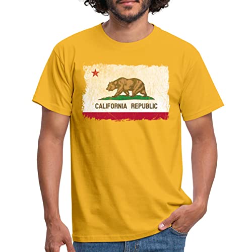 Spreadshirt California Republic Vintage Flagge Bear Flag Männer T-Shirt, L, Gelb von Spreadshirt