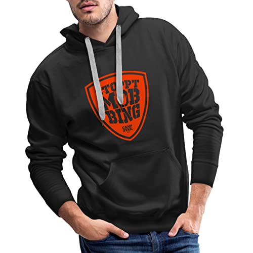 Spreadshirt Camp Stahl Schild Stoppt Mobbing Männer Premium Hoodie, XL, Schwarz von Spreadshirt